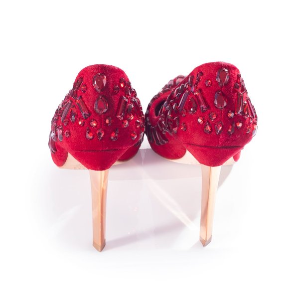 Ted Baker Ltd. Edition Ruby Red Jeweled Heels - Picture 4 of 7